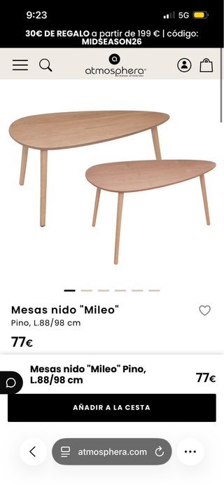 Mesas auxiliares de madera (2 unidades)