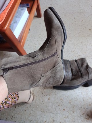 Botín de piel beige/marrón