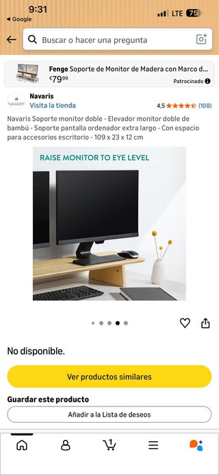 Navaris Soporte Doble Monitor Bambú