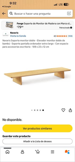 Navaris Soporte Doble Monitor Bambú