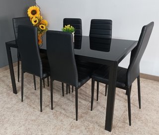 Mesa ·Comedor + 6 Sillas ̈Negras ̈. ¡ECONÓMICA!