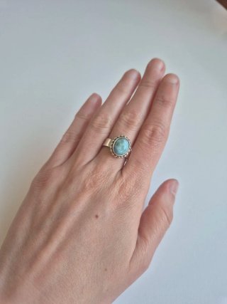 Anillo Plata y Larimar Fases Lunares Native Joyeri