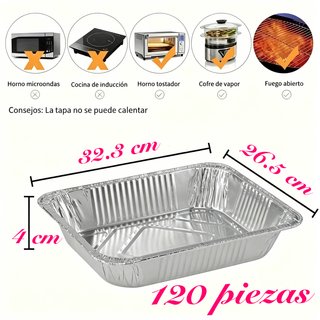 120 Bandejas Aluminio 3400ml