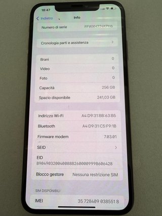 iPhone XS Max 256GB Oro Face ID OK iCloud Libero