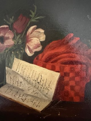Antico dipinto olio su tela 1900 natura morta