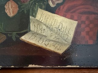Antico dipinto olio su tela 1900 natura morta
