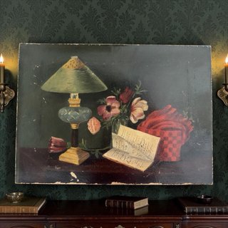 Antico dipinto olio su tela 1900 natura morta