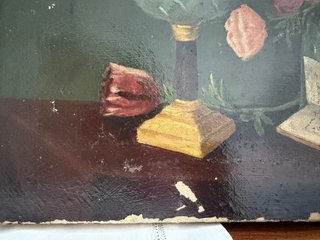 Antico dipinto olio su tela 1900 natura morta