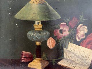 Antico dipinto olio su tela 1900 natura morta