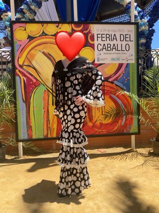 Traje Flamenca Lunares Blanco y Negro