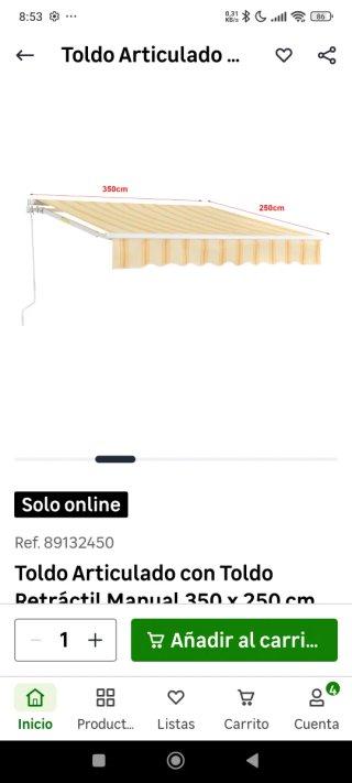 Toldo Articulado Manual 300x250