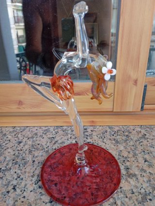 Escultura Bailarina Cristal Murano Roja