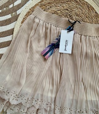 Falda Stradivarius Beige Plisada