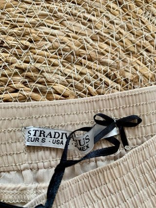 Falda Stradivarius Beige Plisada