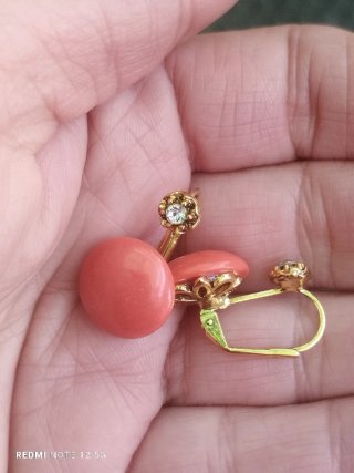 Pendientes Vintage Coral Chapados Oro