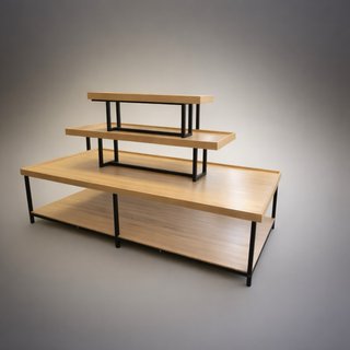 Mesa expositora madera 3 alturas