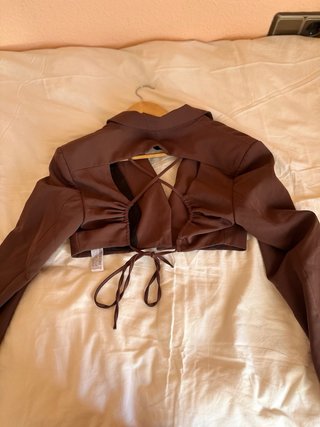 Conjunto blazer y pantalón marrón