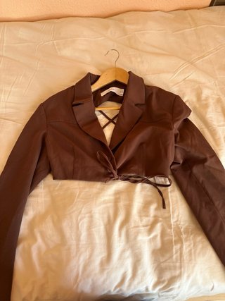 Conjunto blazer y pantalón marrón
