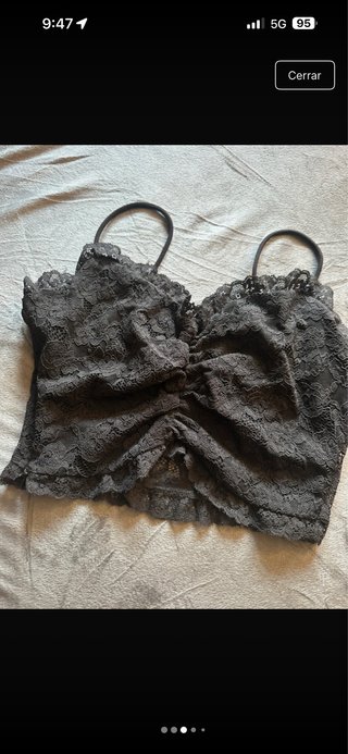 Top encaje negro mujer