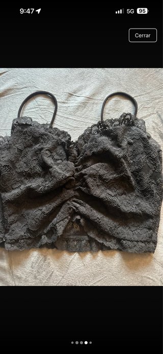 Top encaje negro mujer