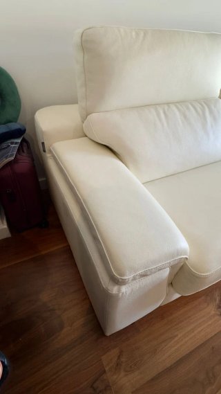 Sofá chaiselongue piel blanco,3 plazas, modular.