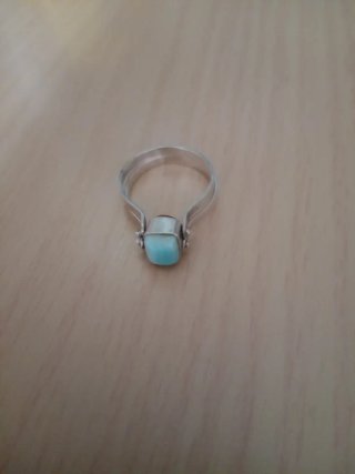 Anillo Reversible Plata Ley Ámbar y Larimar