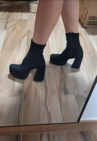 Botines calcetín tacón ancho negros