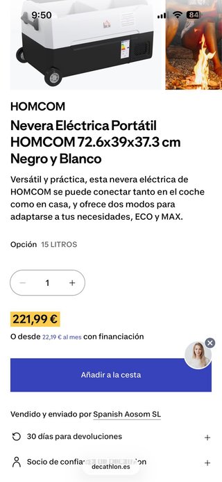 Nevera portátil camping 30,5L