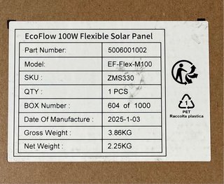Panel Solar Flexible EcoFlow 100W Nuevo