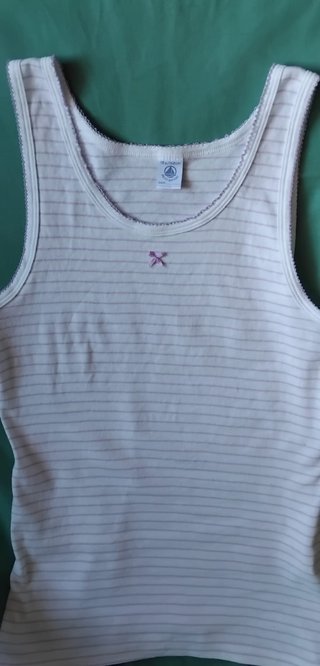 Camiseta sin mangas Petit Bateau XS blanca y lila
