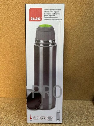 Ibili Termo per liquidi - Acciaio inossidabile - Tappo dosatore - Ideale per trasportare il caffè - Capacità 0,75 L