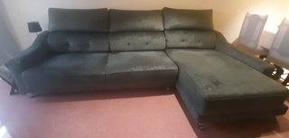 Sofá Chaise Longue Premium Verde Oscuro 3m