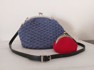 Bolso crochet vintage azul nuevo