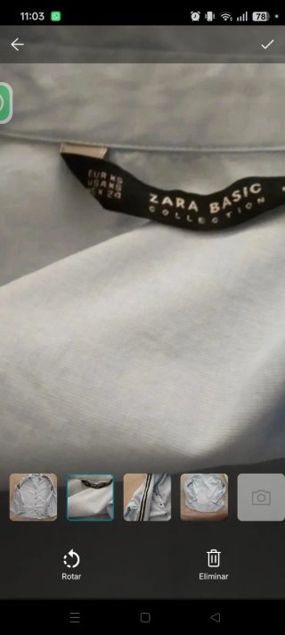 Camisa Zara azul detalles rayas talla XS