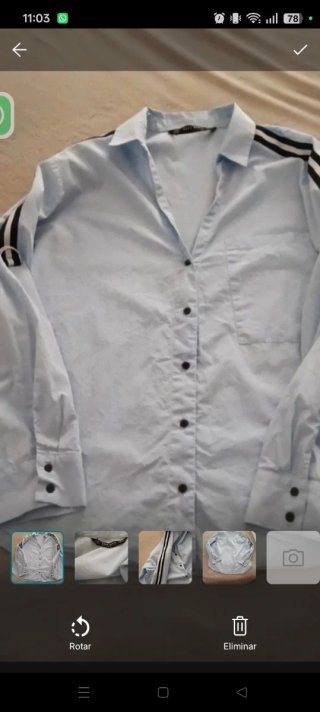 Camisa Zara azul detalles rayas talla XS