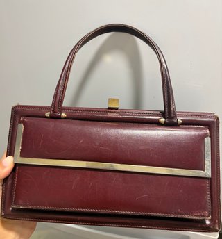 Bolso de época mujer cuero burdeos