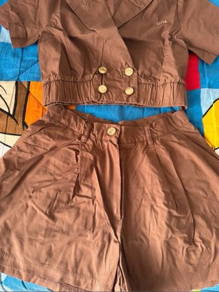 Completo estivo marrone bambina tg. 8/9 anni