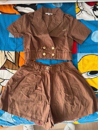 Completo estivo marrone bambina tg. 8/9 anni