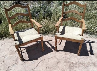 Poltrone in legno e rattan