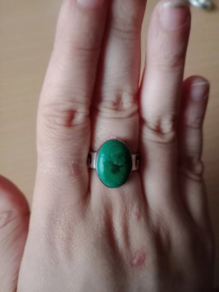 Anillo Plata Ley Piedra Verde