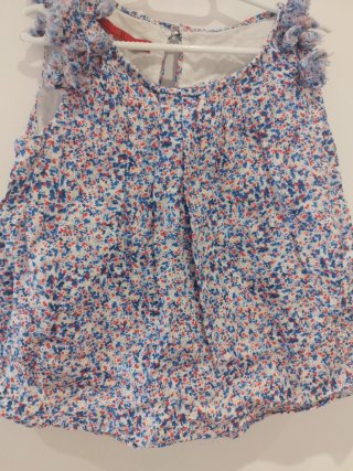 Vestido niña CH floral azul y rojo 3 años