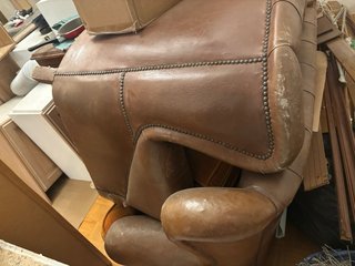Divano Chesterfield in pelle marrone e arancione x3 divani
