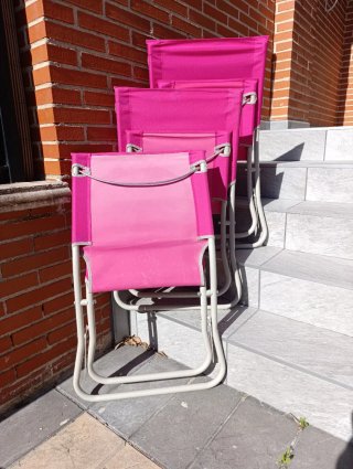 Sillas de Playa Plegables Rosas (3 Unidades)