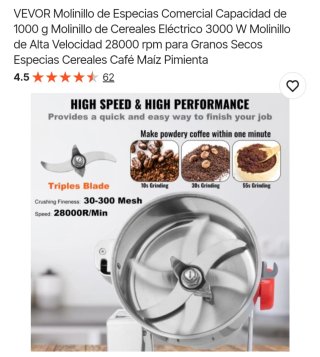 Molinillo Eléctrico Café, Cereales, Legumbres etc.
