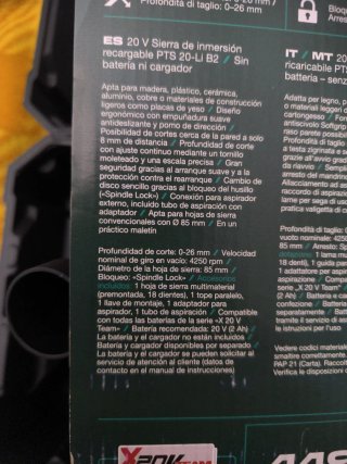 Sierra de inmersión Parkside 20V