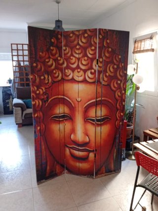 Biombo decorativo Buda y jeroglíficos