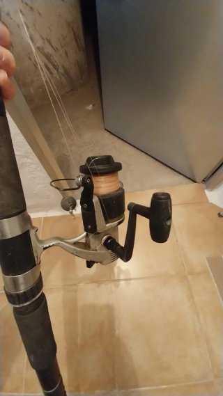 Caña de pescar con carrete
