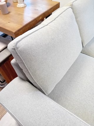Sofá de 2 plazas tela beige/gris