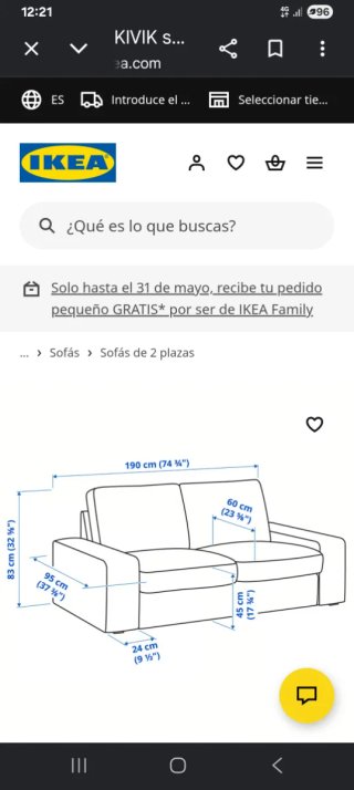Sofá de 2 plazas tela beige/gris