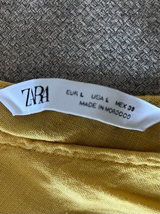 Blusa Zara Lino Amarilla Volantes